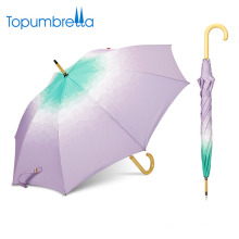 parapluie fabricant chine Gradient personnalisé fantaisie poignée en bois parapluie